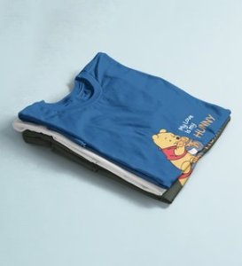 I Love Honey: Printed (Blue) T-Shirt For Singles