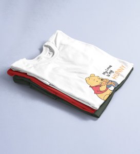 I Love Honey: Printed (white) T-Shirt For Singles