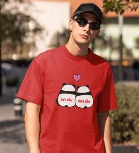 Made For Each Other: Sublimation Printed (Red) T-Shirt For Singles