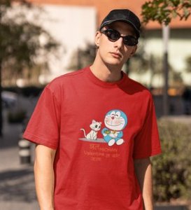 Cute Couples: Printed (Red) T-Shirt For Singles