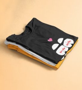 Made For Each Other: Sublimation Printed (black) T-Shirt For Singles