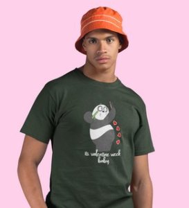 Valentine Is Already Here: Amazingly Printed (Green) T-Shirt For Singles