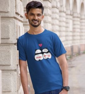 Made For Each Other: Sublimation Printed (Blue) T-Shirt For Singles