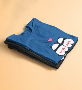 Made For Each Other: Sublimation Printed (Blue) T-Shirt For Singles