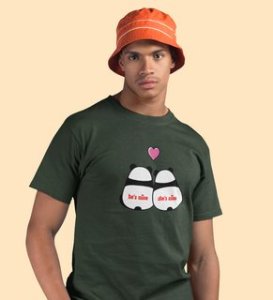 Made For Each Other: Sublimation Printed (Green) T-Shirt For Singles
