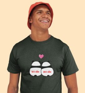 Made For Each Other: Sublimation Printed (Green) T-Shirt For Singles
