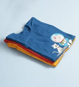 Cute Couples: Printed (Blue) T-Shirt For Singles