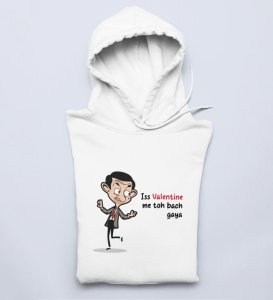 This Valentine I Am Safe: Sublimation Printed (white) Hoodies For Singles