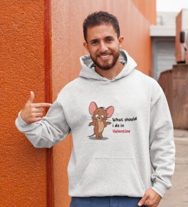 What Should I Do In Valentine: Printed (white) Hoodies For Singles