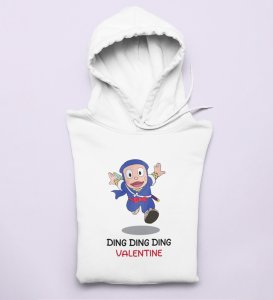Valentine Ninja: Printed (white) Hoodies For Singles