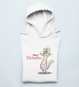 Cats Love Valentines: Amazing Printed (white) Hoodies For Singles