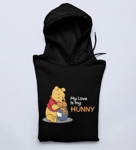 I Love Honey: Printed (black) Hoodies For Singles