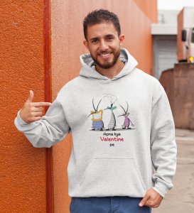 We Don't Have Valentine: Sublimation Printed (white) Hoodies For Singles