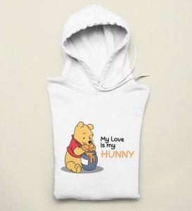 I Love Honey: Printed (white) Hoodies For Singles
