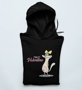 Cats Love Valentines: Amazing Printed (black) Hoodies For Singles