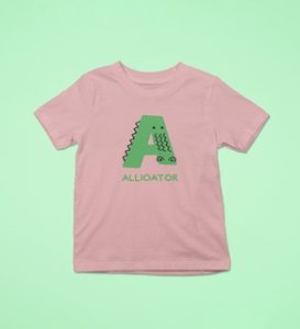 Alligator, Boys Printed Crew Neck Tshirt (baby pink)