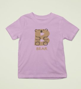 Beary bear, Printed Cotton Tshirt (purple) for Boys
