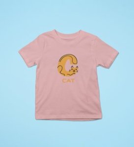 Cute cat, Boys Cotton Text Print Tshirt (baby pink)