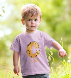 Cute cat, Boys Cotton Text Print Tshirt (purple)