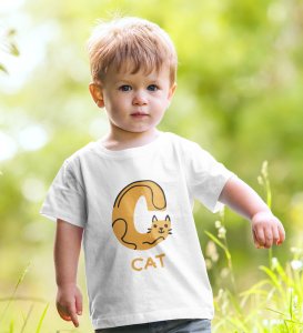 Cute cat, Boys Cotton Text Print tshirt (white)