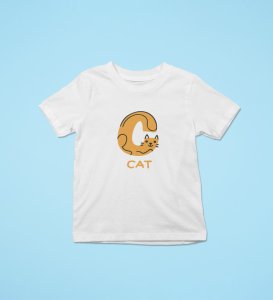 Cute cat, Boys Cotton Text Print tshirt (white)