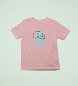 Elephantastic, Boys Round Neck Blended Cotton Tshirt (baby pink)