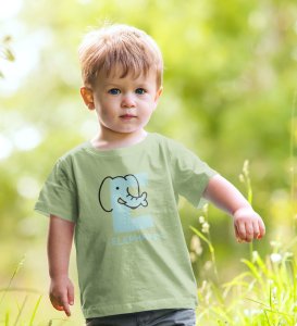Elephantastic, Boys Round Neck Blended Cotton tshirt (olive)