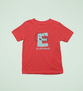 Elephantastic, Boys Round Neck Blended Cotton tshirt (red)