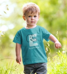 Elephantastic, Boys Round Neck Blended Cotton tshirt (teal)