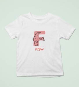 Fishy Fish, Printed Cotton tshirt (white) for Boys