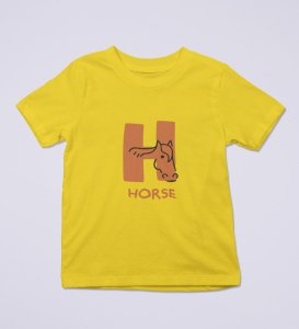 Homely Horse, Boys Round Neck Printed Blended Cotton tshirt (yellow)