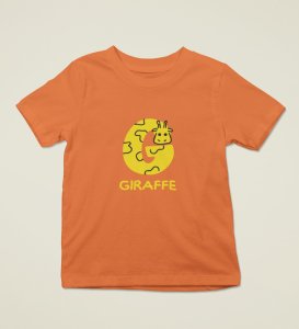 Giraffe, Boys Printed Crew Neck Tshirt (orange)