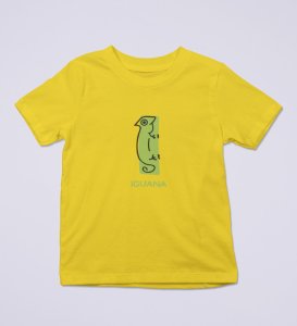 Intelligent Iguana, Boys Printed Crew Neck tshirt (yellow)