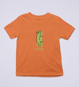 Intelligent Iguana, Boys Printed Crew Neck Tshirt (orange)