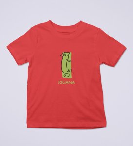Intelligent Iguana, Boys Printed Crew Neck tshirt (red)