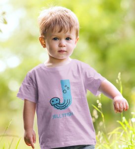 Jolly Jellyfish, Boys Cotton Text Print Tshirt (purple)