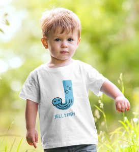 Jolly Jellyfish, Boys Cotton Text Print tshirt (white)