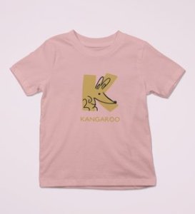 Kangaroo, Printed Cotton Tshirt (baby pink) for Boys