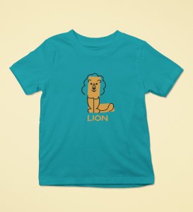 Lazy Lion, Boys Printed Crew Neck tshirt (teal)