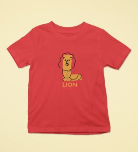 Lazy Lion, Boys Printed Crew Neck tshirt (red)