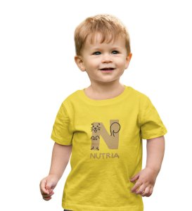 Naughty Nutria, Boys Round Neck Blended Cotton tshirt (yellow)
