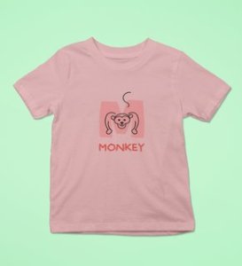 Monkey Love, Boys Cotton Text Print Tshirt (baby pink)