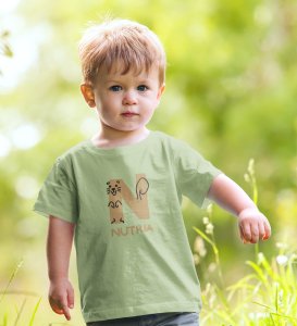Naughty Nutria, Boys Round Neck Blended Cotton tshirt (olive)