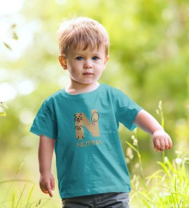 Naughty Nutria, Boys Round Neck Blended Cotton tshirt (teal)
