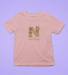 Naughty Nutria, Boys Round Neck Blended Cotton Tshirt (baby pink)