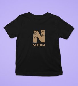 Naughty Nutria, Boys Round Neck Blended Cotton Tshirt (black)
