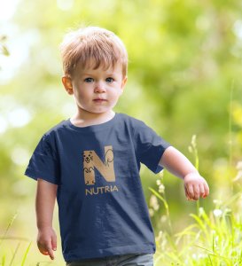Naughty Nutria, Boys Round Neck Blended Cotton tshirt (Navy blue)