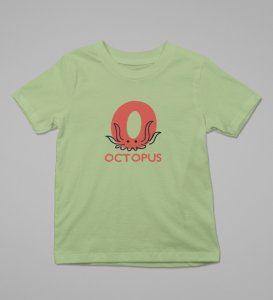 Ocean Octopus, Boys Printed Crew Neck tshirt (olive)