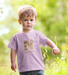 Naughty Nutria, Boys Round Neck Blended Cotton Tshirt (purple)