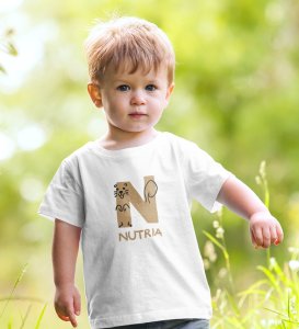 Naughty Nutria, Boys Round Neck Blended Cotton tshirt (white)